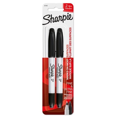 Marqueurs permanents Sharpie, pointe double, pointe fine et ultra-fine, noir, 2 unités
