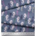 thumbnail image 3 of Soimoi Poly Georgette Fabric Jellyfish & Seahorse Ocean Printed Fabric 1 Yard 42 Inch Wide, 3 of 3