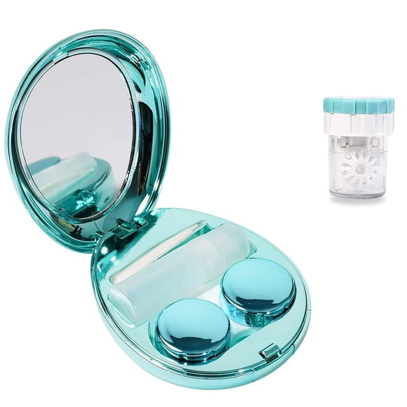 SharkTRUE Contact Lens Case with Cleaner Washer, Travel Size Cute Colored Contact Lenses Applicator Removal Tool Kit with Mirror Solution Bottle for Daily Outdoor