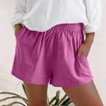 thumbnail image 2 of Timegard Short à Jambe Grand pour Femmes Grande Taille en Coton et Lin à Taille Élastique, Short Décontracté Ample avec Poches, 2 of 6