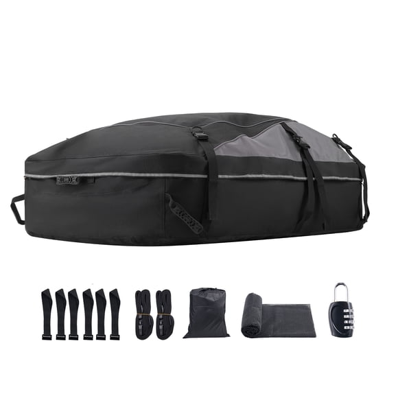 KFFKFF Car Rooftop Cargo Carrier Bag, 21 Cubic Feet Cargo Carrier for Car Roof, 100% Waterproof 900D Oxford Cloth Roof Luggage Bag for All Vehicle with/without Rack- with Lock