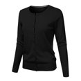 thumbnail image 2 of Cardigan à Col Rond pour Femmes, Mode Durable, Tricoté, Manches Longues, Grandes Tailles, Coupe Ample, Couleur Unie, Veste Chandail Courte, Cardigan - Hontri, 2 of 4