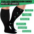 thumbnail image 3 of 3 Pack Plus Size Compression Socks for Women & Men, 15-20mmHg Extra Wide Calf Knee High Stockings for Circulation Support, 3 of 5