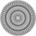thumbnail image 1 of Ahgly Tapis Rond Lavable en Machine Intérieur Transitionnel Gris Platine, 7 Pieds Rond, 1 of 7