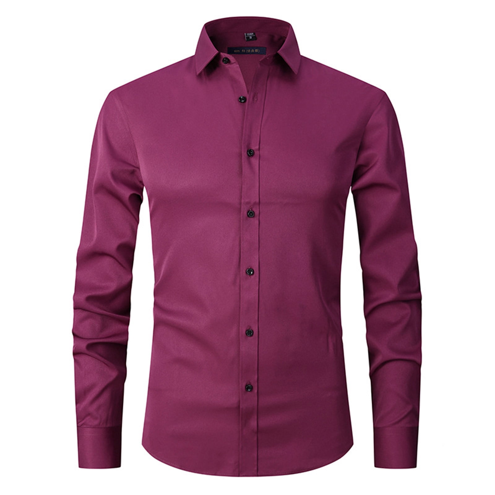 Chemise à Manches Longues Homme Chemise Habillée à Manches Longues pour Hommes Coupe Régulière Décontractée Boutonnée Unie à Manches Longues Col Rabattu Blouse et Chemise Homme Chemise à Manches Longues Homme Chemises à Manches Longues