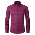 thumbnail image 2 of Jovati Chemise Habillée à Manches Longues pour Hommes, Couleur Unie, Coupe Régulière, Col Rabattu, Mélange Polyester Spandex, Boutonnée, Tenue Décontractée Formelle, 2 of 4