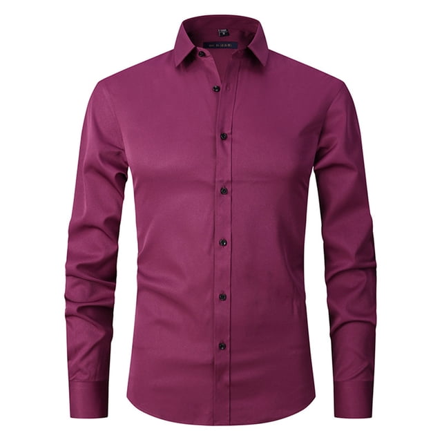 Chemise à Manches Longues Homme Chemise Habillée à Manches Longues pour Hommes Coupe Régulière Décontractée Boutonnée Unie à Manches Longues Col Rabattu Blouse et Chemise Homme Chemise à Manches Longues Homme Chemises à Manches Longues