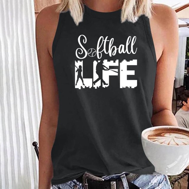 SDNall Womens Fashion Printed Round-Neck Loose Sleeveless T-shirt Pullover Tops