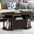 thumbnail image 2 of Pemberly Row Engineered Wood Oval Coffee Table with Bin in Columbia Walnut, 2 of 6