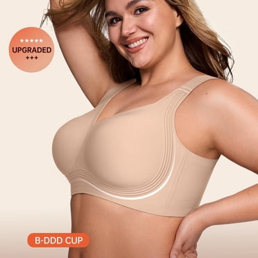Women's Wireless Support Bra, Full Coverage Plus Size Bra for Seniors, Hontri Bras for Women Supportive Wireless Bra Full Coverage No Underwear Plus Size for Older Women