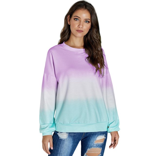Women's Multicolor/Black/Blue/Purple Color Block Tie Dye Pullover Sweatshirt