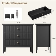 AKDSteel Fluted Dresser For Bedroom, 31.5" Large White Nightstand With 3 Drawers, Modern Wood Chest And Space-Saving Storage Cabinet For Bedroom, Living Room, Or Hallway