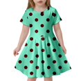 thumbnail image 1 of Robes pour Filles, Robe d'Été à Pois, Slim, Douce, Respirante, Manches Courtes, Décontractée, Vert Menthe 10 Ans-13 Ans, 1 of 4