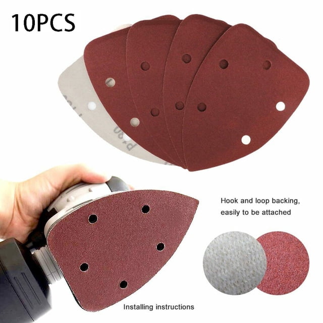 MYG 10PCS 140*90mm 5 Holes Sandpaper Triangle Sand Discs Pads Power Polishing Tool