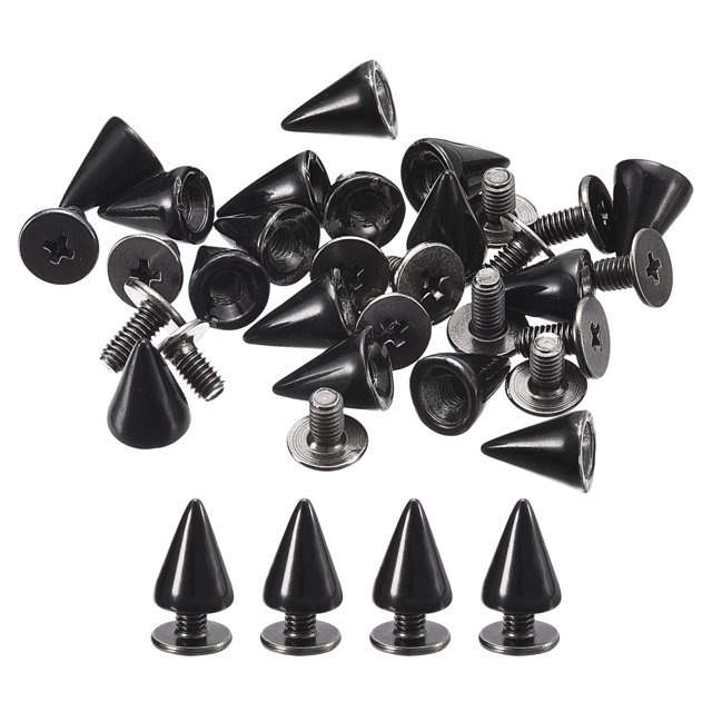 Unique Bargains 20 Sets Cone Spikes Studs 7x10mm Studs and Spike Screw Back Rivet Black