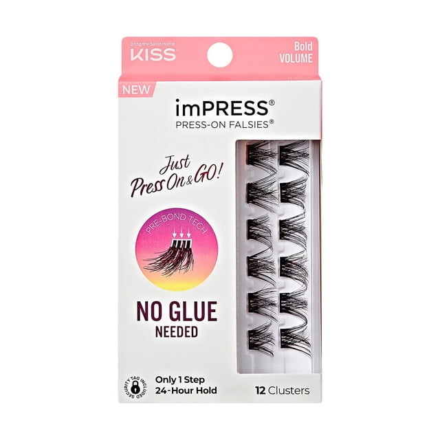 KISS imPRESS - Press-On Falsies, Just Press On&Go, Bold Volume, 12 Cluster.