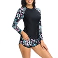 thumbnail image 4 of Penkiiy Women's Long Sleeve Sun Protection Rash Guard Wetsuit Two Piece Swimsuit Set XS Black, 4 of 6