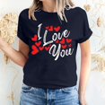 thumbnail image 1 of Pisexur T-shirt de la Saint-Valentin pour Femmes, Imprimé Amour, Manches Courtes, Col Rond, 1 of 5
