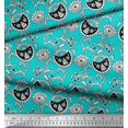 thumbnail image 2 of Soimoi Polyester Crepe Fabric Leaves & Floral Block Printed Fabric 1 Yard 42 Inch Wide, 2 of 3