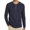 thumbnail image 1 of Innerwin Blouse Long Sleeve Mens Summer Tops Beach Solid Color Casual T Shirts Navy Blue L, 1 of 6