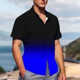 thumbnail image 4 of Pisexur Shirts for Man T Hommes Mode Décontractée Col Rabattu Imprimé Manches Courtes Chemise Boutonnée Blouse Bleue, 4TG Chemises de Golf Hommes & Chemises Hommes, 4 of 7