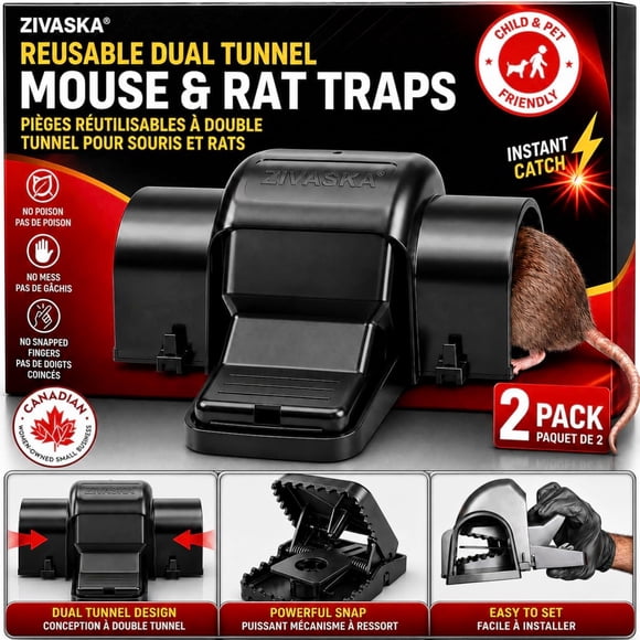Mouse & Rat Trap, Prevents Accidental Triggering with Dual Tunneled Design, Reusable Traps, Mouse Traps, Rat Traps, Tunnel Traps, Rodent Traps with Safe Hands Free Desig, Pet Safe, Kids Safe (2)