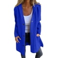 thumbnail image 2 of IMENGL Manteau trench long Décontracté à Capuche à Simple Boutonnage Automne Hiver, Bleu m, Taille M-5TG, 2 of 7