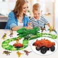 thumbnail image 3 of 163 Pcs Dinosaur Race Track Car Toy Set 149 Pcs Flexible Train Tracks with 8 Dinosaurs Create a Dinosaur World Road Race Car Track Racing Toy for 3 4 5 6 Year Old, 3 of 9