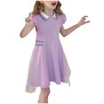 thumbnail image 4 of LOVZFMLL Girls' Summer Short Sleeve Ruffled Lace Round-Neck Embroidery Mesh Princess Bow Skirt, 4 of 4