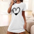 thumbnail image 2 of Amzcrzy Pyjamas pour Femmes Mode Imprimé Cœur Robe Valentines Day Décontractée Confortable Manches Courtes Chemises de Nuit pour Femmes Cadeaux Valentines Day, 2 of 5