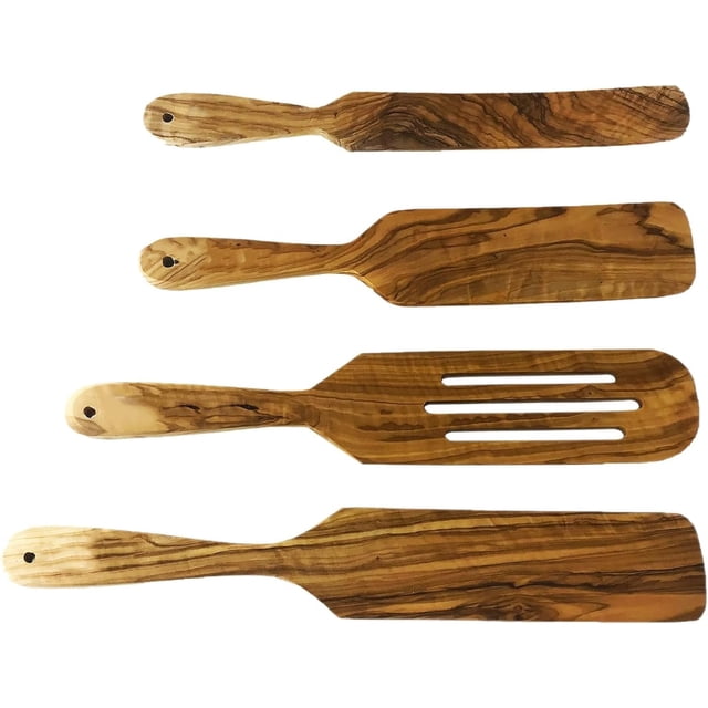 Mark. Olive Wood Durable Nonstick Natural Kitchen Utensil Sets, 4 pcs