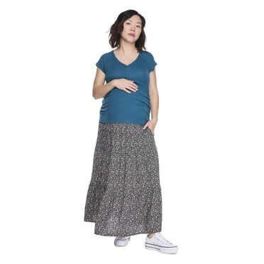 Haut henley à manches courtes avec boutons-pression pour allaitement Paisley Sky Maternité