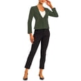 thumbnail image 2 of INSPIRE CHIC Women's Work Office Open Front Zipper Collarless Cropped Blazer Army Green S, 2 of 5