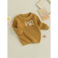 thumbnail image 3 of Faithtur Girl Baby Autumn Sweater, Flower Letter Pattern Long Sleeve Round Neck Knitwear Pullover, 3 of 9