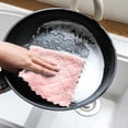 thumbnail image 2 of Dish Cloth - Double - Sided Coral Fleece Scouring Pad (25X25CM). High - Quality, Wet & Dry Dual Purpose, Hanging Rag Design, 2 of 6
