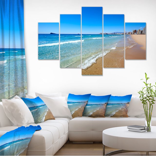 Benidorm Poniente Beach Waves - Seascape Canvas Art Print