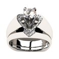 thumbnail image 1 of 2Pc Women Detachable Heart Shape Shiny Diamond Ring Sterling 2 In 1 Ring for Engagement Wedding, 1 of 9
