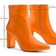 thumbnail image 3 of Unique Bargains Women's Pointed Toe Zipper Patent Leather Ankle Chunky Boots, 3 of 6