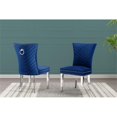 thumbnail image 2 of Ensemble de 2 Chaises Rembourrées en Velours Bleu Marine avec Pieds en Acier Inoxydable, 2 of 2