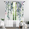 thumbnail image 1 of Eucalyptus Leaves Sheer Curtains 84 Inches Long 2 Panels Set, Green Semi Sheer Curtains Light Filtering, Spring Summer Soft Drapes for Bedroom Living Room Dining Room Window, 52" X 84", 1 of 5