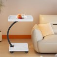 thumbnail image 4 of Rolling C Shaped Laptop Desk 2 Tier with Wheels, Space Saving Mobile Bedside Table with Lockable Casters, Compact Computer Stand for Sofa Small Spaces, Natural Wood/White/Walnut, 4 of 7