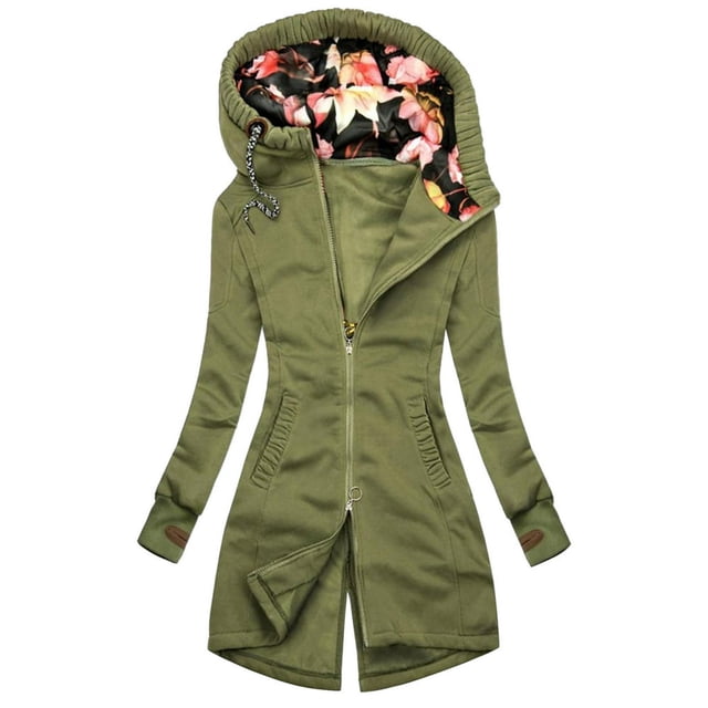 CNKOO Aviva Veste à Imprimé Floral pour Femmes, Mode, Poche Zippée, Sweat à Manches Longues