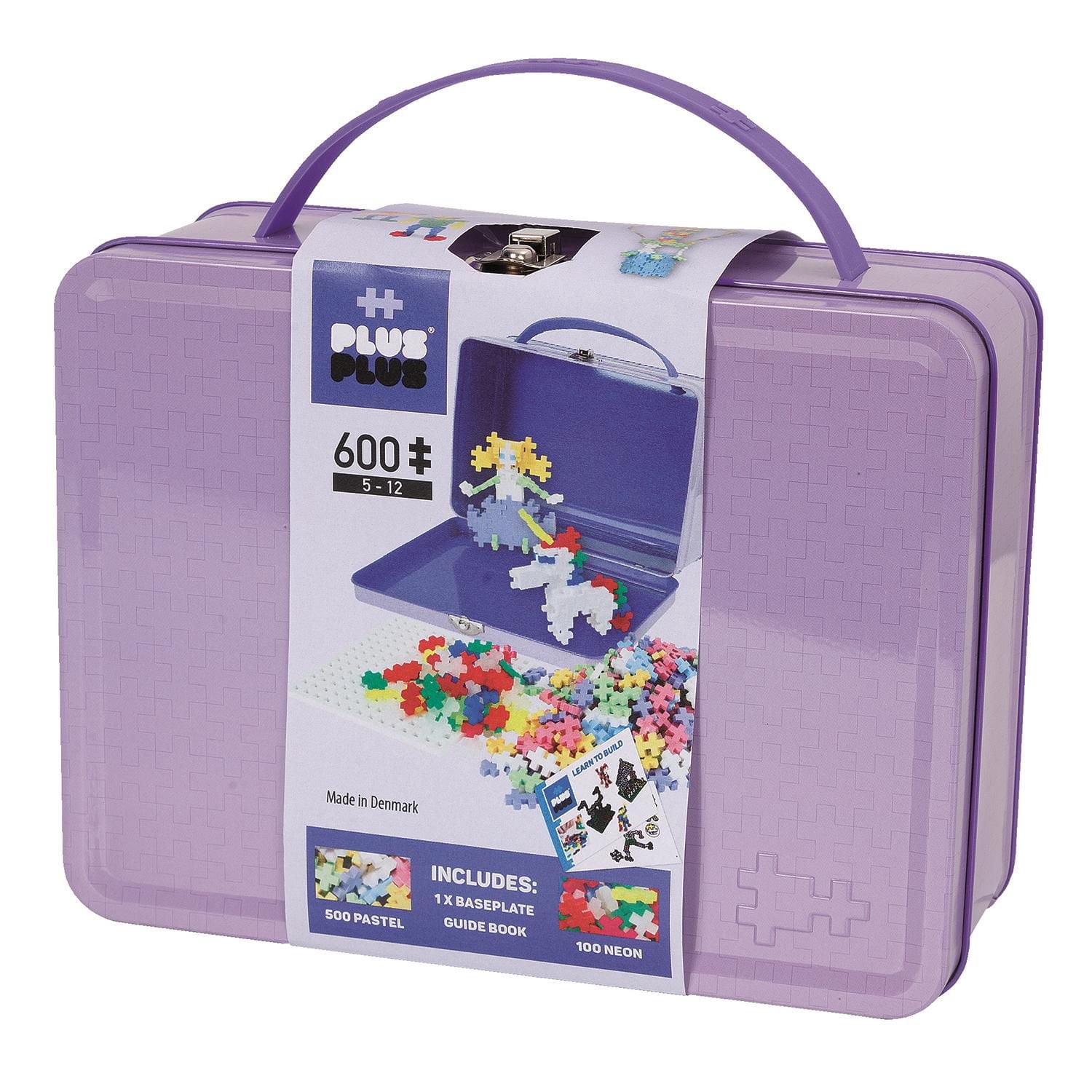 Plus-Plus - Coffret Métallique - 600 Pièces - Jeu de Construction Créatif - Couleurs Pastel dans une Valise de Voyage - Enfants de 5 à 12 Ans.
