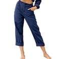 thumbnail image 2 of RKSTN Womns Pants Casual Solid Color Pockets Buttons Elastic Waist Comfortable Straight Pants Lightweight Soft Workout Pants, 2 of 5