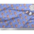 thumbnail image 3 of Soimoi Blue Cotton Cambric Fabric Leaves & Ranunculus Floral Decor Fabric Printed Yard 42 Inch Wide, 3 of 3