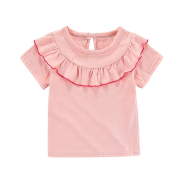 vdgthytj Toddler Baby Girls Shirts Kids Ruffle Crewneck Short Sleeve T-Shirts Casual Summer Tee Tops