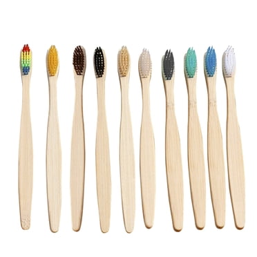 10Pcs/Set Natural Bamboo Toothbrushes Soft Bristles Bamboo Handle for Home Hotel Travel Use
