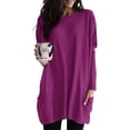 thumbnail image 2 of AherBiu Hauts pour Femmes Tendance à Manches Longues Chemises Fluides d'Automne Coupe Ample Col Ras du Cou Chandail avec Poches, 2 of 4