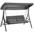 thumbnail image 1 of Outsunny 3 Person Porch Swing Bed with Adjustable Canopy Dark Grey, 1 of 10