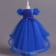 thumbnail image 5 of PMVFHDE Robes pour Petites Filles Enfants Bébé Enfants Printemps Été Robe de Fête pour Filles Colorée Train Robe pour Enfants Robe Fille Anniversaire Robe pour Enfants, Bleu Foncé, 11-12 Ans, 5 of 5
